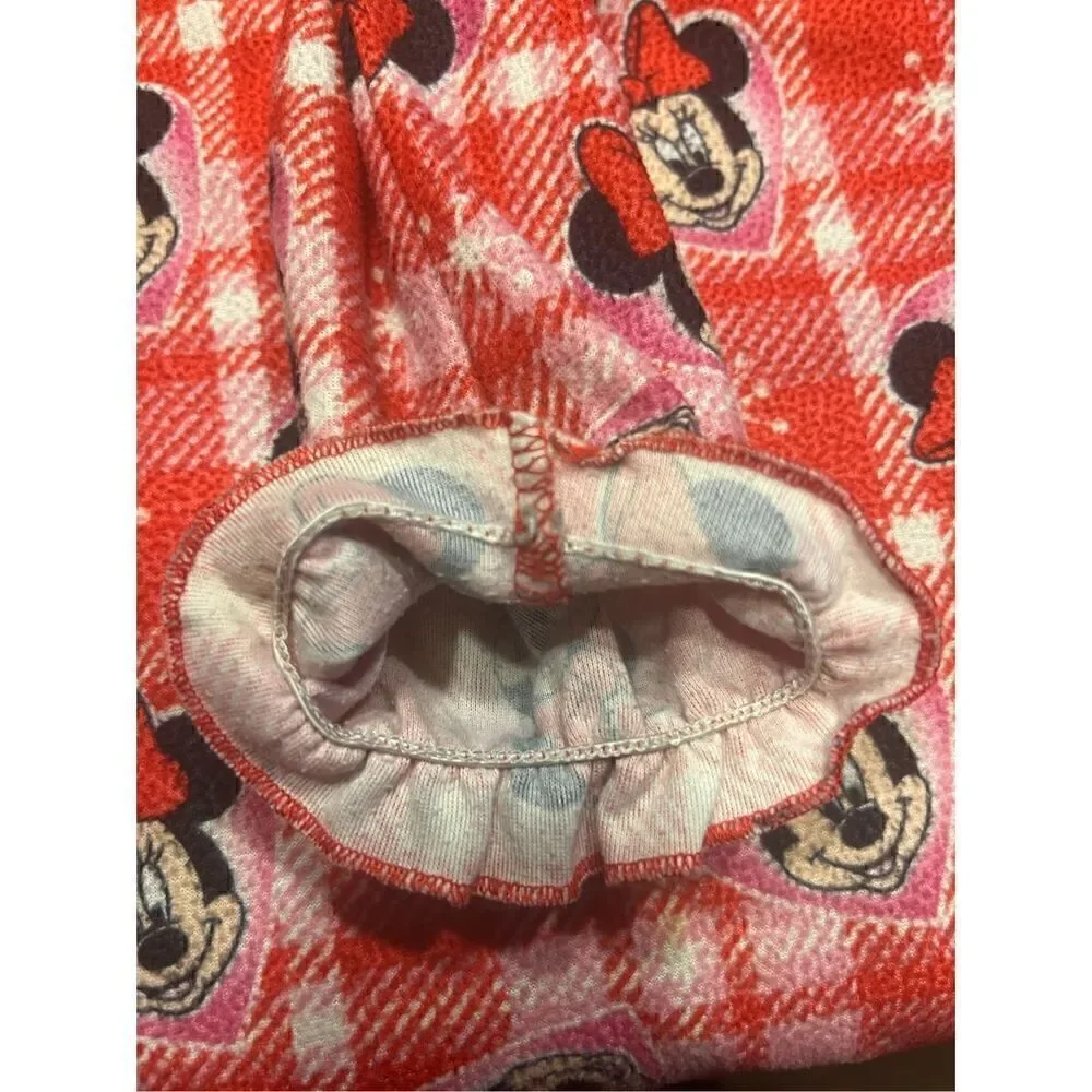 Minnie Mouse Girl's Plaid Hearts and Snowflakes Flannel Granny Nightgown 5T vtg